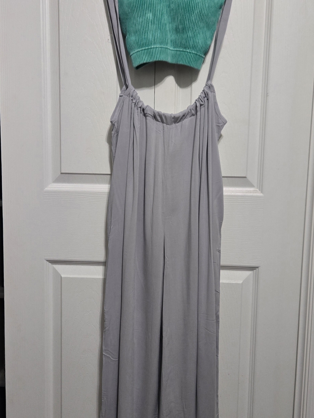 Zenana Outfitters Light Gray Wide Leg Jumpsuit Only Size L